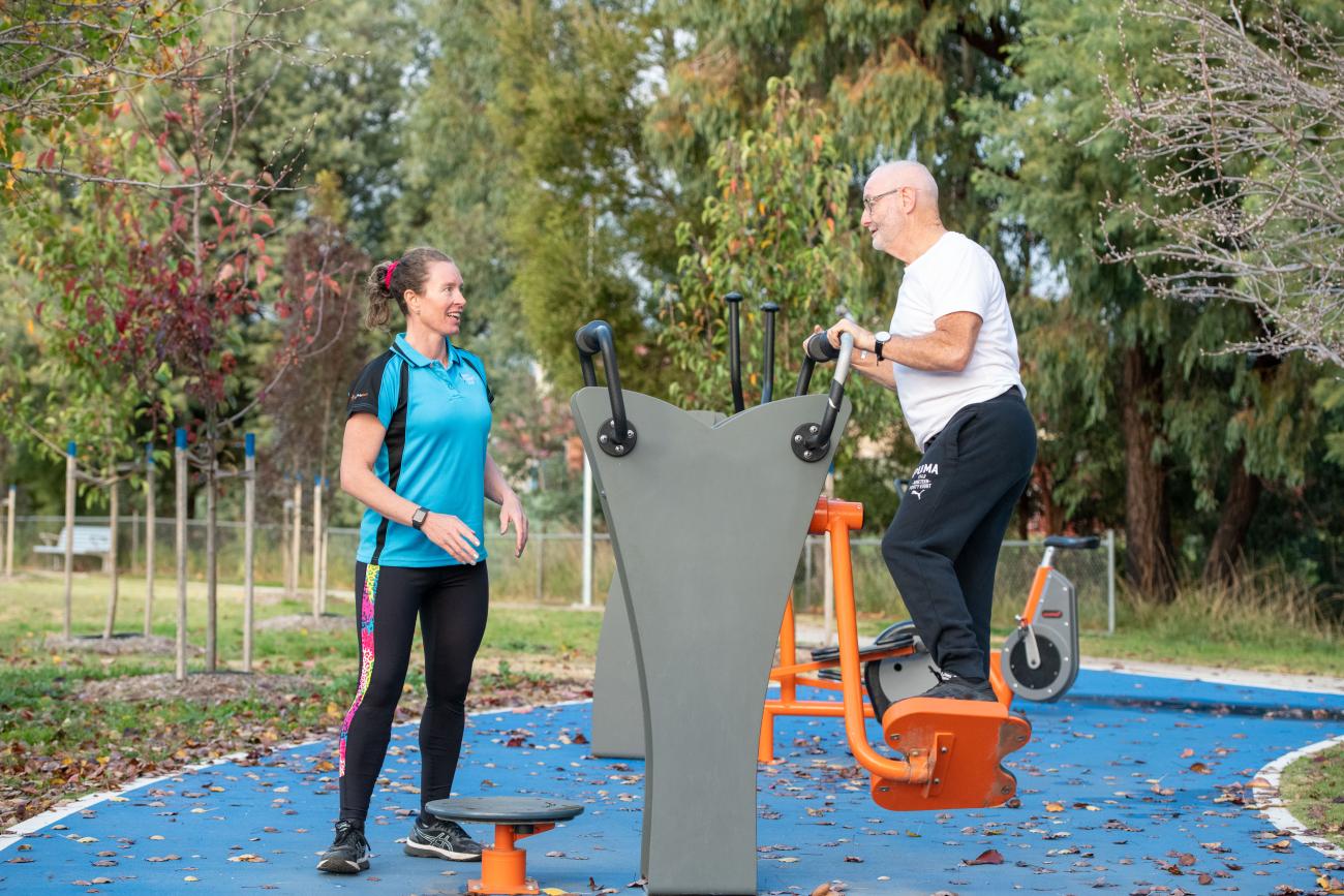 Long Gully fitness equipment_trainer with two people