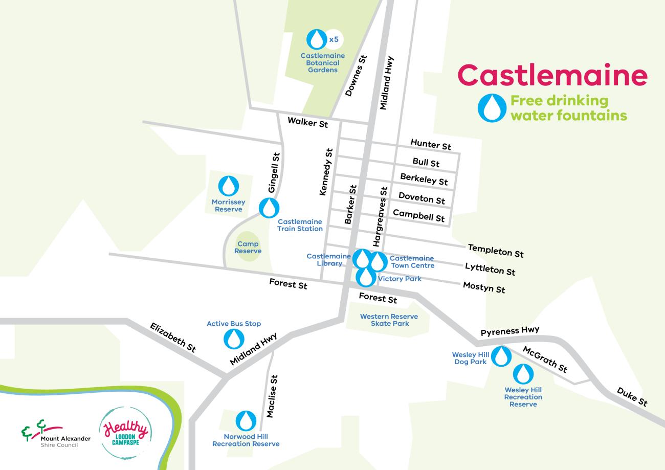 CASTLEMAINE_HLC Drinking water fountain location map